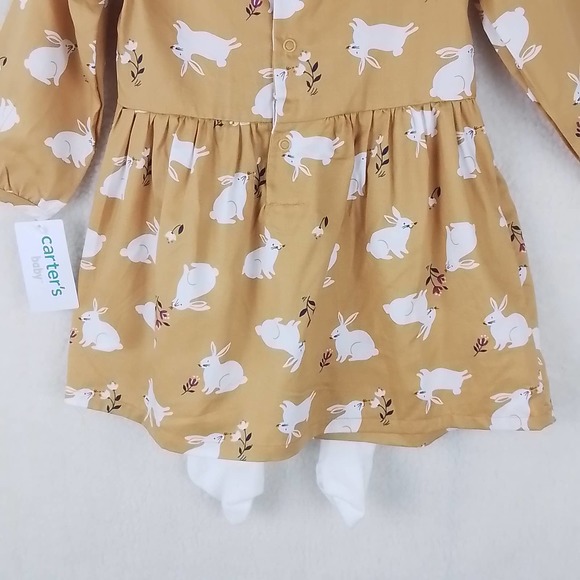 NWT Carter's‎ Baby 3-Piece Dress Set Girl's Size 18m in Yellow w/ Bunnies - Picture 9 of 15